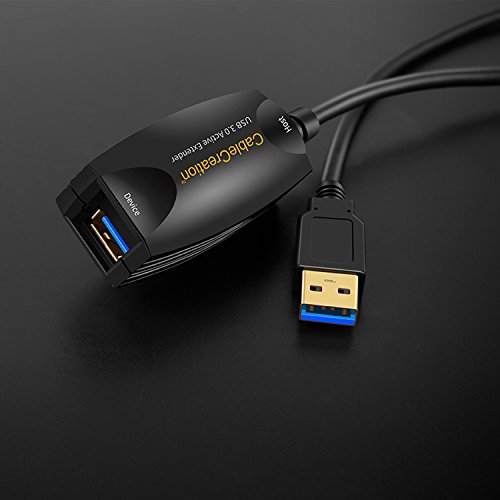 Gold (lang 16 FT) Super Speed USB 3.0 aktives Verlängerungskabel, USB 3.0 Extender USB-A-Stecker auf A-Buchse-Kabel, 5 Meter, schwarz - 2
