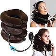PREXI Neck Pain Relief Relaxer 3 Layers Cervical Neck Traction And Collar Brace Cervical Vertebra Tractor, Air Inflatable & Adjustable Neck Stretcher, Brace Alignment Chiropractic Pillow