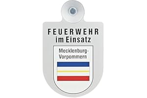 ‎ZKMAGIC PACO Deutschland e.K. Feuerwehr im Einsatz KFZ Aluschild mit Saugnapf und Bundesland Wappen (Mecklenburg-Vorpommern)