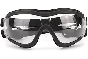 LAMALA Hundebrille für kleine Hunde, UV-Schutz, wasserdicht, winddicht, transparent, verstellbar, Haustierbrille für große Hunde