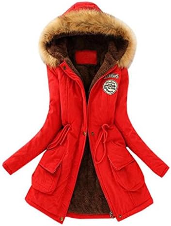 Bestop Women Winter Hoodies OverCoat Faux Fur Parka Casual Fashion Coat Jacket Plus Size 8-20 (M, Red)