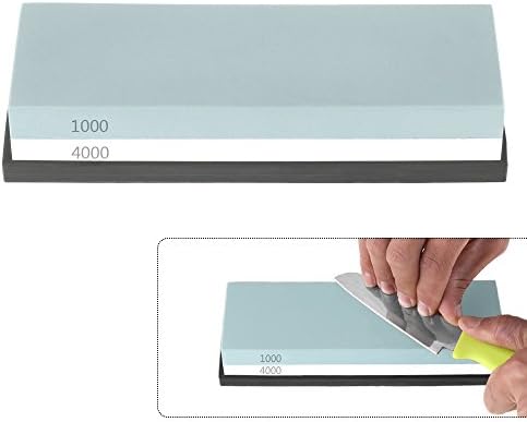 A0ZBZ Whetstone, Knife Sharpening Stone 1000/4000 Grit Combination Waterstone Sharpener with Silicone Anti-Slip Base Holder
