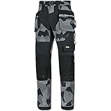 Snickers 69028704054 FlexiWork Pantalon de travail avec Poches Holster Taille 54 Camouflage Gris/Noir