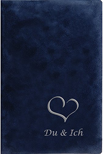 Stammbuch "DU & ICH", blau, Velours, Herzprägung Silber, Stammbuchformat, Lebenspartnerschaftsbuch, (60001)