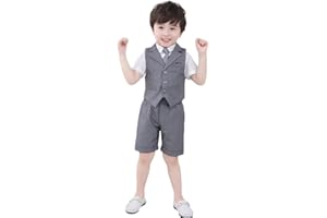 YOUCAI Costume de Garçon 3 Pièces/4 Pièces Ensemble de Costume Gilet+ Short + Cravate + (Chemise) Tenue Gentilhomme Costume pour Soirée Cérémonie Mariage