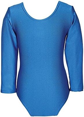 Girls Uniform Leotard Dance Gymnastics Ballet Long Sleeve (Royal Blue, 5-6 (26))