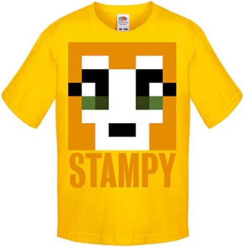 One Stop Kids Dan TDM Or Stampy Cat Short Sleeve T-Shirt Boys Girls Unisex Top (12-13 Years, Stampy Yellow)