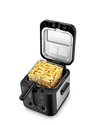 Arthur Martin AMP132 1600W 2,5L pour 1Kg de Frites Capot et cuve Amovibles, paroi, 1 Kilogram, Noir ET INOX
