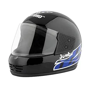 Coffars Full Face Helmet with Plain Visor & Strap For Men, Blue Black