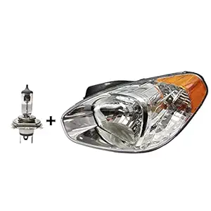 K D Headlight assembly for Hyundai Verna 2006- 2011 WITH BULB (Left/ Passenger Side)