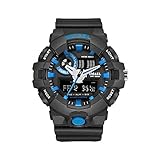 Never-hu Sport-Armbanduhr für Herren mit analoger Quarzuhr Dual Display und Hintergrundbeleuchtung Wasserdichte LED-Armbanduhr Uhren