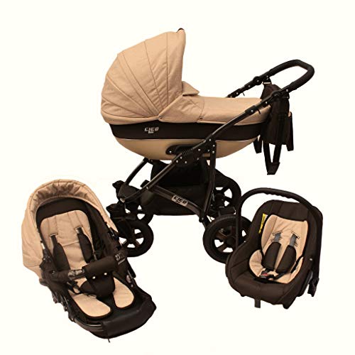 Cleo Kombi Kinderwagen 3 in 1 beige/schwarz