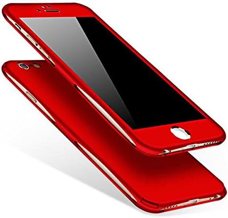 ComKey iPhone 7 360 Case, iPhone 7, Full Body Case + Tempered Glass Screen Protector, iPhone 7 Front and Back Case (Red)