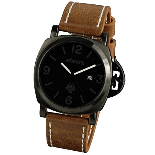 INFANTRY Herren-Armbanduhr-Uhr-Herrenuhr Leder Outdoor Schwarz Quarzuhr Braun Datumsanzeige Analog Quarz INFANTRY Herren-Armbanduhr-Uhr-Herrenuhr Leder Outdoor Schwarz Quarzuhr Braun Datumsanzeige Analog Quarz