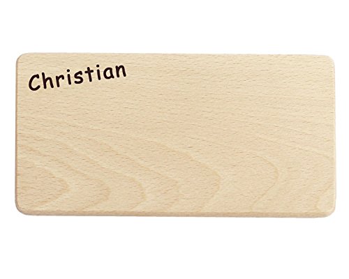 Frühstücksbrettchen / Brotzeitbrettchen mit Name oder Spruch - hochwertige Brandmalerei Gravur! Vesperbrettchen aus Buche, rechteckig L 220 x B120 x H 10 mm, glatt, mit abgerundeten Ecken