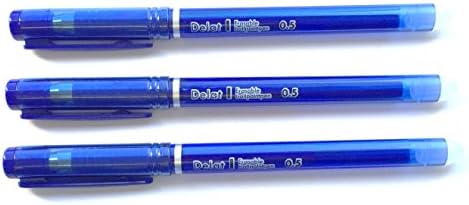 Delat Erasable Ballpoint Pen 0.5mm BLUE, 3-PACK