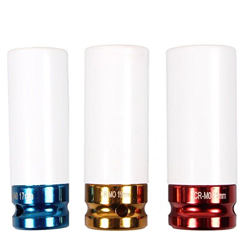 LARS360 3-tlg Schlagschrauber 17mm/19mm/21mm 1/2 Zoll Nüsse Kraft-Schoneinsätze Steckschlüssel-Satz - 2