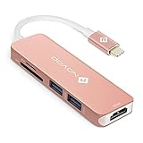 Expansión instantánea: Hub USB C con 2 * USB 3.0, puerto HDMI, ranura para lector de tarjetas Micro SD / TF, ranura para tarjeta SD. Amplíe fácilmente su dispositivo y hacerlo compatible con la mayoría de los dispositivos utilizado diario