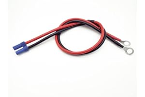 LINSYRC 1-Pack EC5 Female Connector to 8mm O-Ring Terminal Extension Cable 50CM 10AWG Wire for RC Car ESC Jump Starter Emergency Power Cord Automotive Emergency Battery