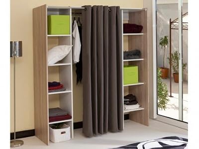 Symbiosis 4021X0391R00 Dressing 2 Colonnes Bois Chêne/Natural/Blanc/Taupe 185,3 x 182 x 50 cm
