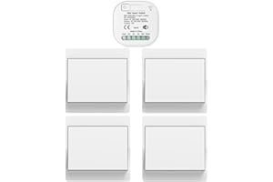Cerhot smart switch tuya wifi interrupteur sans fil sans piles kit interrupteur sans fil autoalimente va et vient sans fil sans pile radio interrupteur connecté a distance (EU 1Gang 4V1 WiFi+RF433)