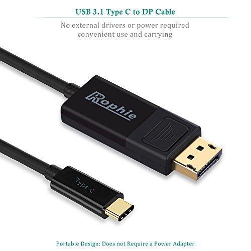 Rophie USB 3.1 Typ C auf DisplayPort Kabel (1.2M, 4K@60Hz), 4K * 2K (3840 * 2160, Thunderbolt 3 Compatible) USB C zu DP Kabel für MacBook 12″, 2016 MacBook Pro, Macbook 2015/2016, Google Chromebook, HP EliteBook Folio G1 , Asus ZenBook UX390UAK und andere - 2