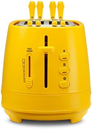 De'Longhi CTLAP2203.Y Tostapane con Pinze, Controllo Progressivo del Grado di Tostatura, Indicatori Luminosi, Cassetto Raccoglibriciole, Piedini Antiscivolo, Potenza 550 Watt, Plastica, Giallo