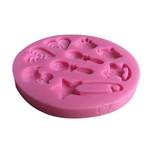 Karen Baking 2Pcs/Set Babypflege Geformt 3D Silikon-verzierender Schokoladen-Kuchen-Form-Fondant-backendes Werkzeug-Rosa - 4