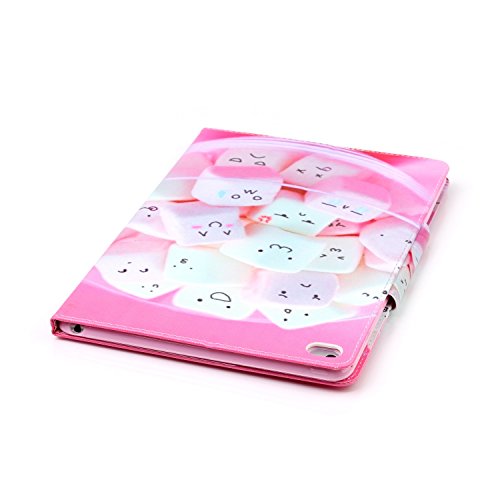 ipad air 2 Hülle Leder Emoji Zuckerwatte Muster,SKYXD [Auto Schlaf/Wach Funktion] PU Folio Klappbar Schutzhülle [Standfunktion/Brieftasche Kartenfach/Magnet] Klapphülle mit [Katze Handyanhänger + Eingabestift] 3 in 1 Zubehör Handy Tasche Etui for Apple ipad air 2/ipad 6 Bookstyle Flip Case Leather Cover With [Stylus and Dust Plug] - 7