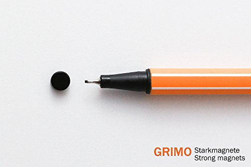 GRIMO | 30 Mini Power-Magnete (schwarz) – ULTRASTARKES NEODYM 6x3mm – Extra starke kleine Dauermagnete – Scheibenmagnete als Kühlschrank-Magnet Whiteboard-Magnet Magnettafel-Magnet - 2