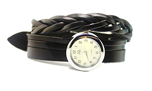SAMGU Geflochtenes Leder Uhren Retro armband uhr Damen Quarzuhren Armbanduhr frauen kleid Farbe Schwarz