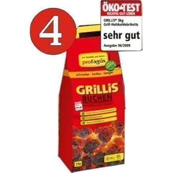 4 X Grillis Buchen Grill Holzkohle Briketts Je 3 Kg