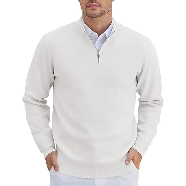 Ktwolen Herentrui met 1/4 rits-hals, geribbelde pullover met informele