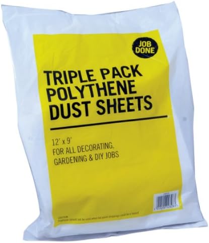 Triple Pack Polythene Dust Sheets 12' x 9' - for All Decorating, Gardening & DIY Jobs