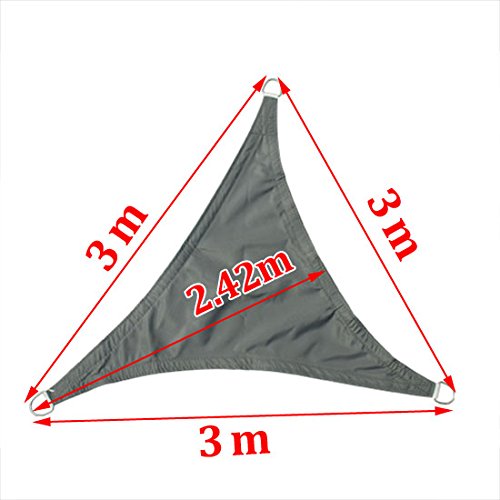 Greenbay Anthrazit Sonnensegel Sonnenschutz Segel für Balkon Terrasse Camping Garten | UV-Schutz PES Polyester | Dreieck 3x3x3m - 4
