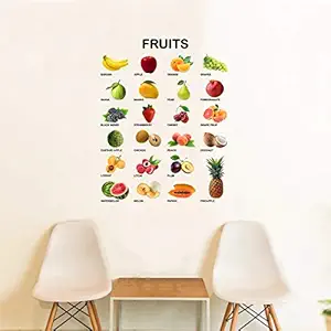 Decal O Decal  Vinyl Fruits with Names for Kids Learning  Kids Nursery Wall Stickers (Multicolour, 60cmx75cm), Pack of 1
