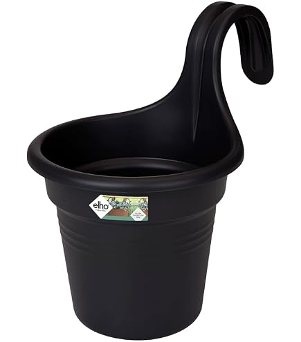 REPLOOD Fioriera Balconiera Vaso da Ringhiera per Balcone con 3 Ganci 8lt in Plastica Resistente con Foro per Fuoriuscita Acqua (Grigio