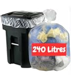 Lot De 10 Sacs Poubelle Transparents 240 L - Pour Poubelle à Roulettes - Polyéthylène Résistant - Fabriqué Au Royaume-Uni - 4