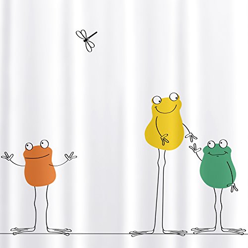 Tatkraft Funny Frogs Duschvorhang 180X180cm Peva Wasserdicht Schimmelfrei mit 12 Duschringen - 3
