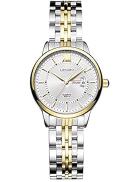 Quarz Gold Fall beiläufige Uhr weißes Zifferblatt Metall Paar klassische Geschäft mit Wochentag und Datum der...