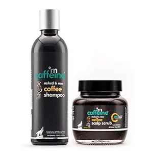 mCaffeine Coffee Deep Cleansing Hair Care Duo with Protein, Natural AHA & Argan Oil | Shampoo, Scalp Scrub | All Hair Types | Sulphate & Silicone Free