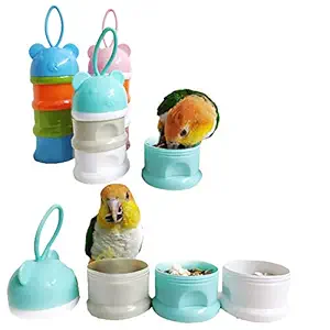 QBLEEV Portable Bird Feeder Cups, Parrot Water Food Treat Box, Bird Food Storage Container, Travel Cage Carrier Backpack Accessories