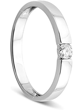 Orovi Ring für Damen Verlobungsring Gold Solitärring Diamantring 9 Karat (375) Brillianten 0.10crt Weißgold Ring...