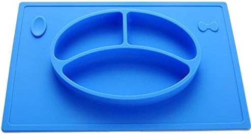Hattie Kids Silicone Suction Placemat And Plate In One Baby Led Weaning Bowl No Mess Feeding Set Blue