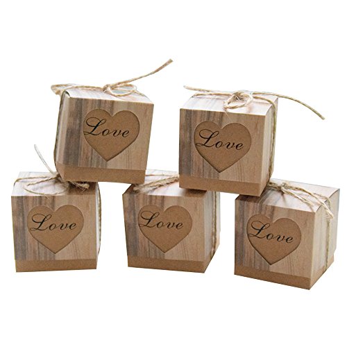 awtlife 50 Herz Love Rustikal für Boxen mit Vintage Bindfäden für Hochzeit Party Geburtstag Baby Dusche Decor - 2
