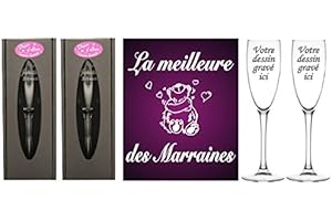 GRAVURE EVENTS Flute Gravée - Les meilleur des Parrains/Marraines - Baptême Garçons et Filles