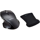 Amazon Basics Mouse wireless ergonomico full-size con scrolling rapido & Tappetino per mouse in gel con poggiapolsi