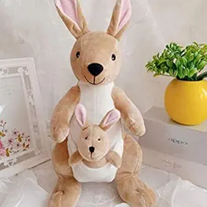 HUG n FEEL SOFT TOYS Kangaroo Soft toy, Baby toys, Kids toy, Soft toy, Toy for girl, birthday gift for girl/boys, toy gift for girls, Kids toys for boys/girl, toys gift items (kangaroo with baby, 30 cm)