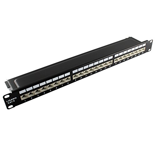 Ligawo ® 1020209 Patchpanel Cat.6 24x RJ45 LSA 48,26cm/ 19Zoll schwarz 1HE - 3