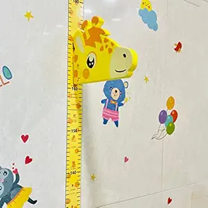 wolpin Polyvinyl Chloride 3D Magnet Giraffe Kids Bedroom Growth Measuring Scale Wall Sticker with Marker Pen (Yellow)